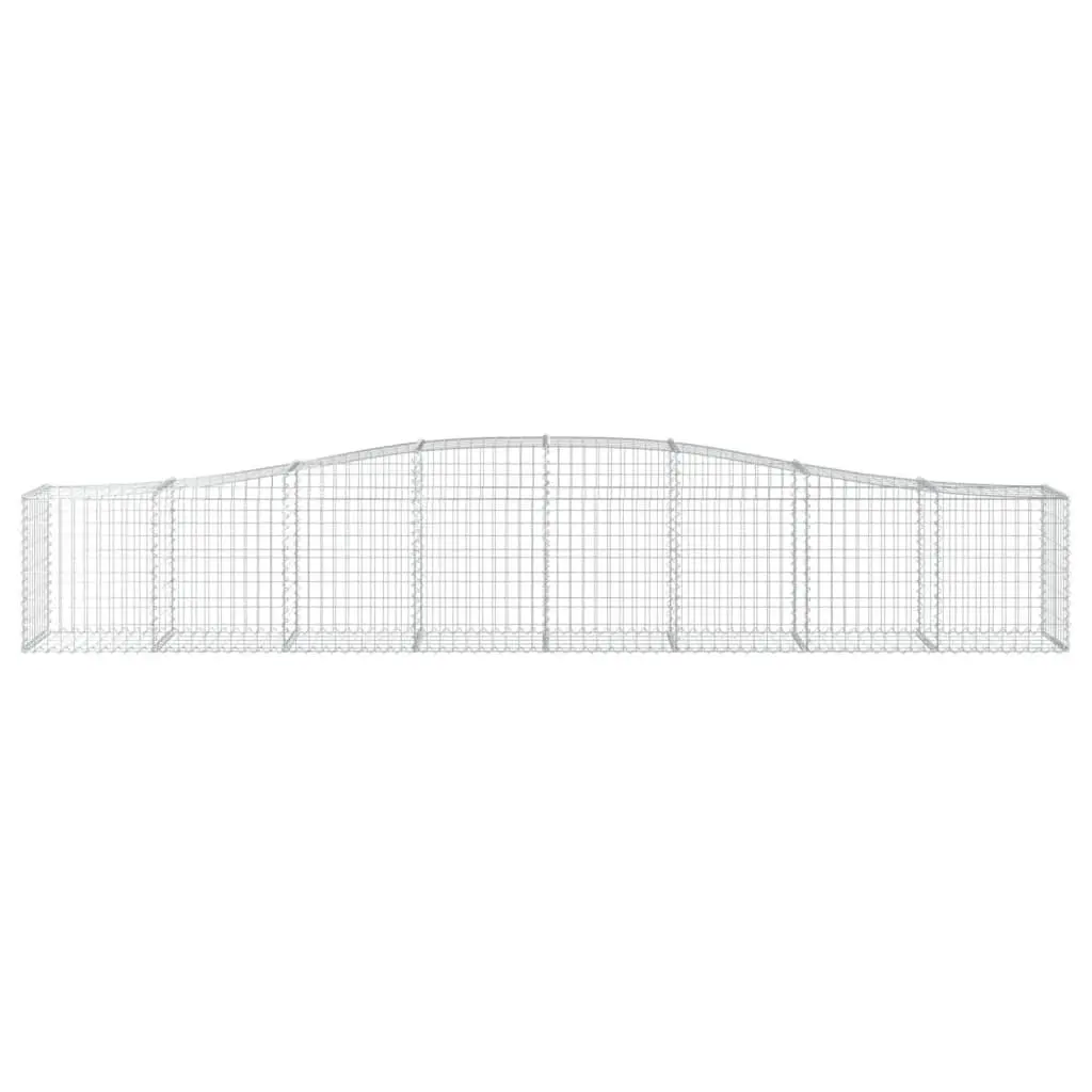 Arched Gabion Basket Garden Barrier Galvanised Iron 400 x 50 x 60/80 cm Silver