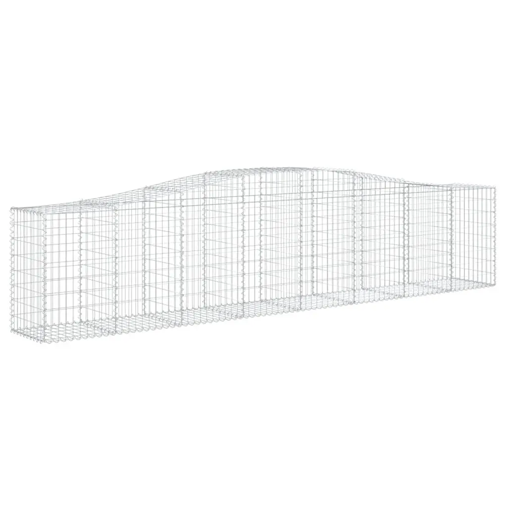 Arched Gabion Basket Galvanised Iron 400x50x80/100 cm Silver Garden Barrier Retaining Wall Decorative