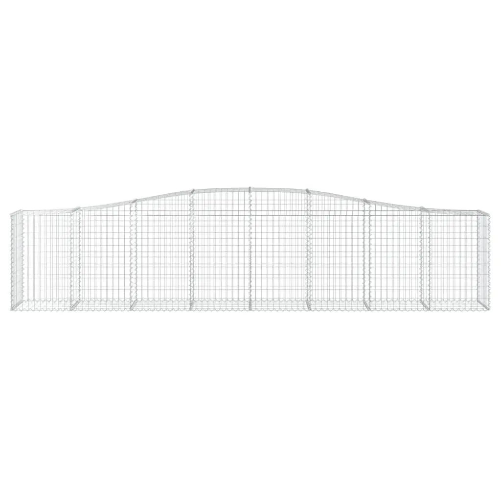 Arched Gabion Basket Galvanised Iron 400x50x80/100 cm Silver Garden Barrier Retaining Wall Decorative