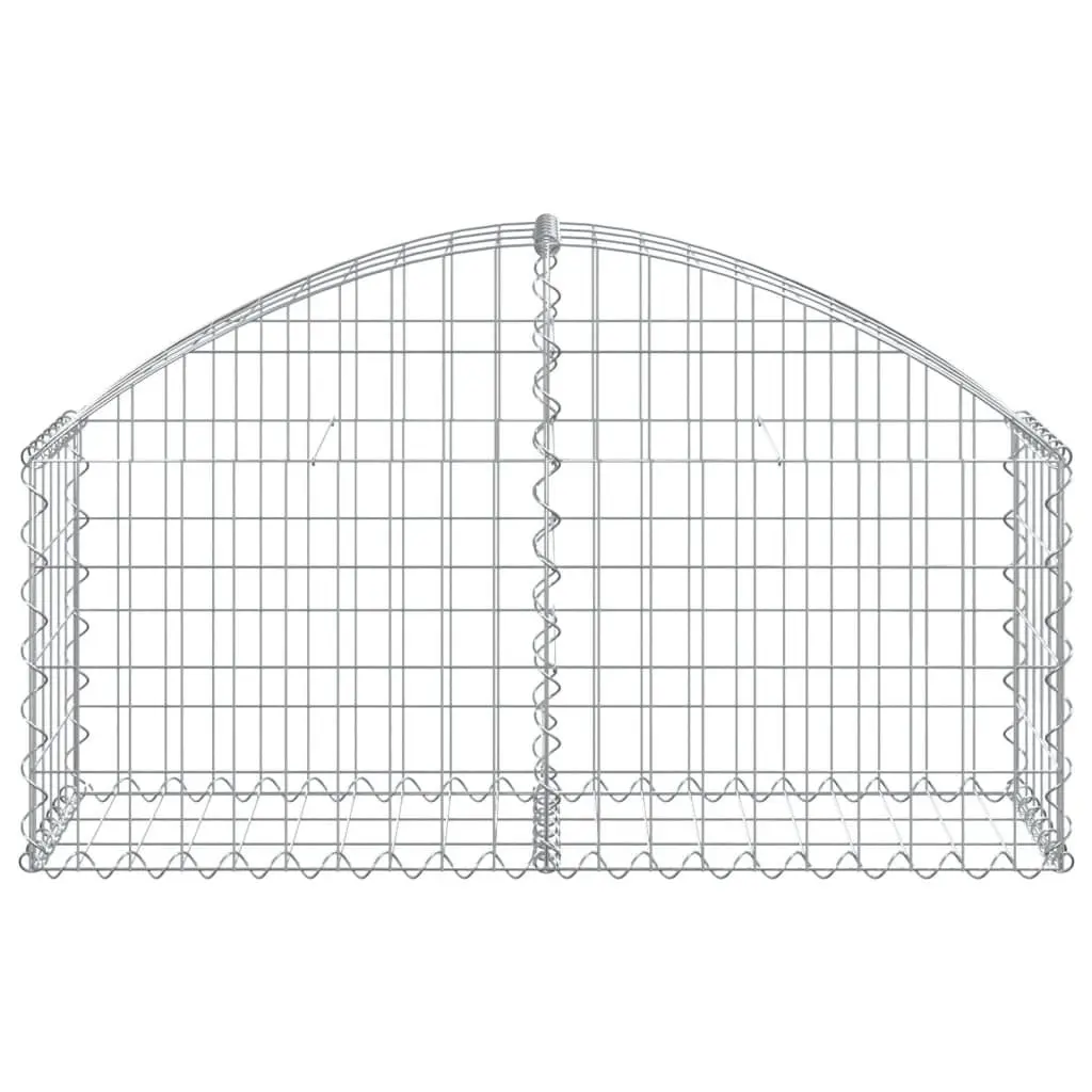 Gabion Basket Garden Barrier Arched Galvanised Iron 100 x 30 x 40/60 cm Silver