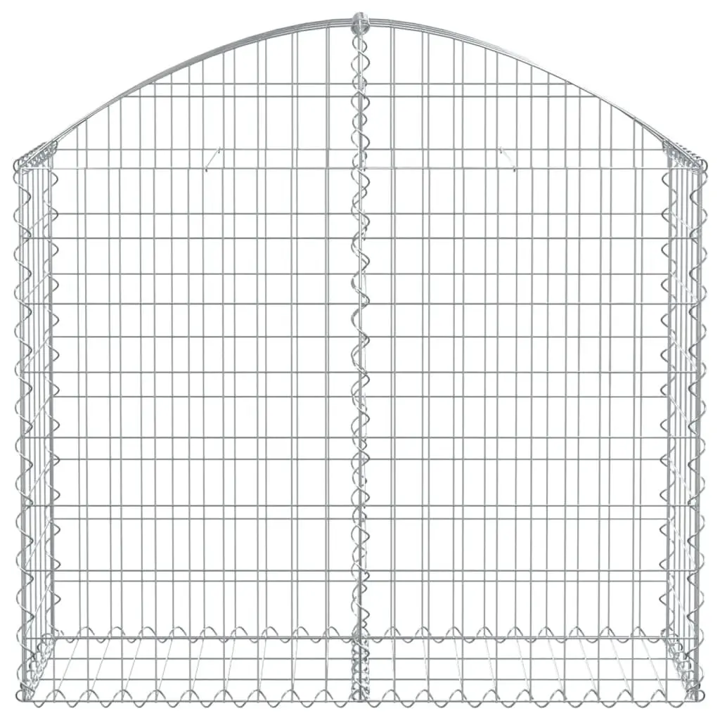 Gabion Basket Arched Galvanised Iron 100 x 30 x 80/100 cm Silver Outdoor Garden Barrier Retaining Wall