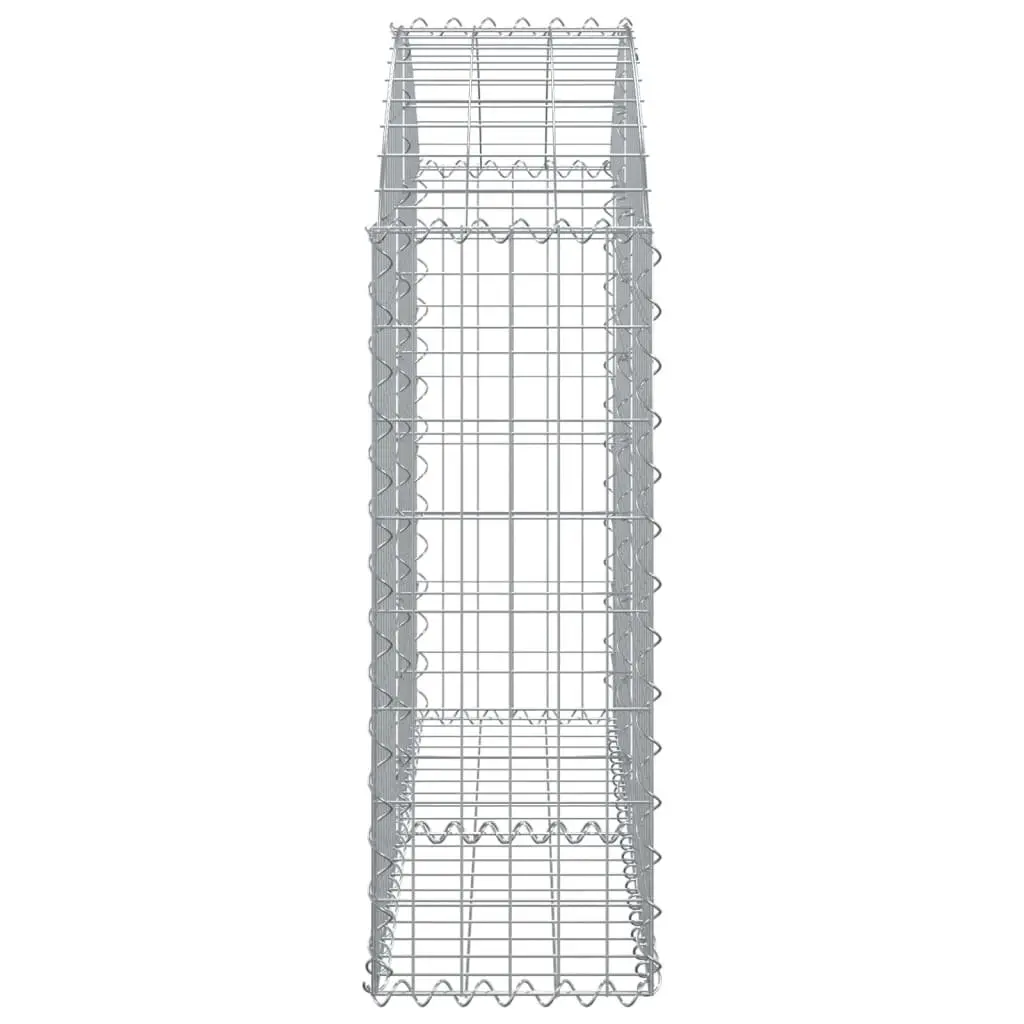Gabion Basket Arched Galvanised Iron 100 x 30 x 80/100 cm Silver Outdoor Garden Barrier Retaining Wall