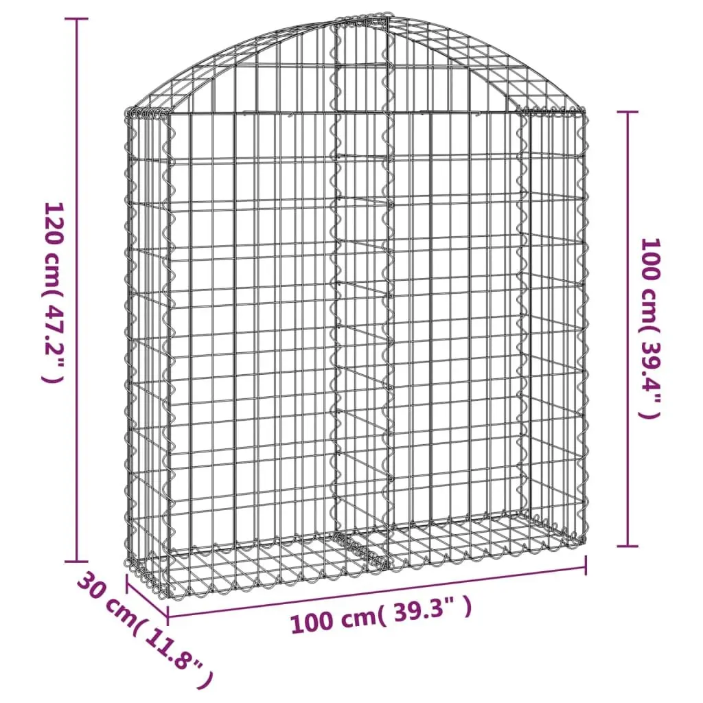 Arched Gabion Basket 100x30x100/120 cm Garden Barrier Retaining Wall Outdoor