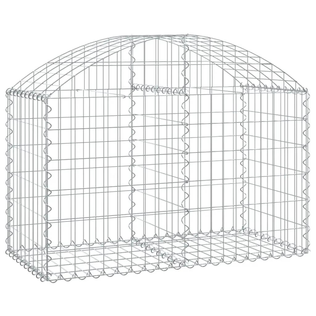 Arched Gabion Basket Garden Barrier Galvanised Iron 100 x 50 x 60/80 cm Silver