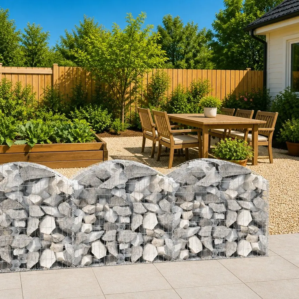 Gabion Basket Arched Galvanised Iron Wire 100x50x80/100 cm Silver Garden Decorative Retaining Wall Barrier