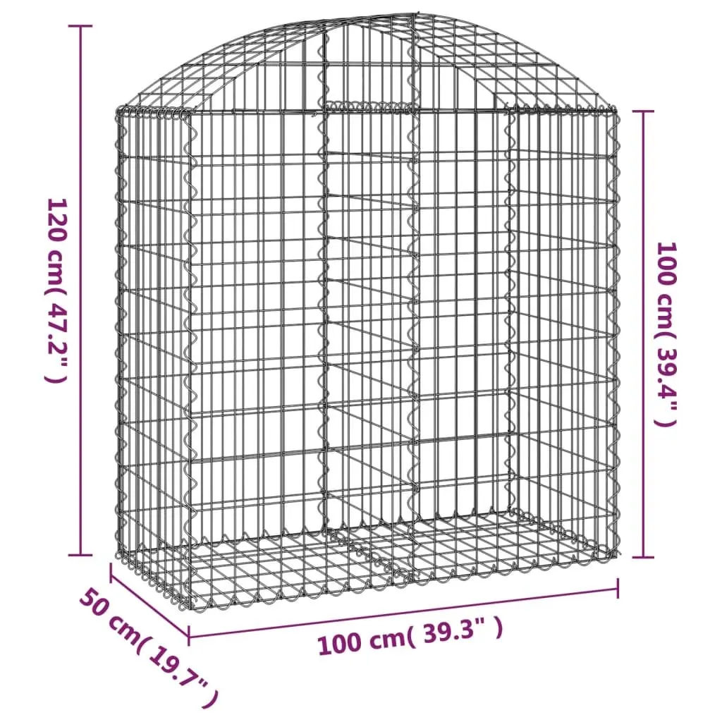 Arched Garden Barrier Gabion Basket Silver 100x50x100120cm Galvanised Iron Retaining Wall Cage