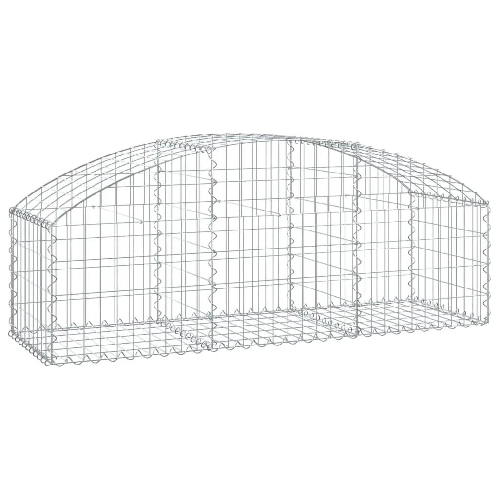 Arched Gabion Basket Galvanised Iron 150x50x40/60 cm Silver Garden Barrier Retaining Wall Decorative