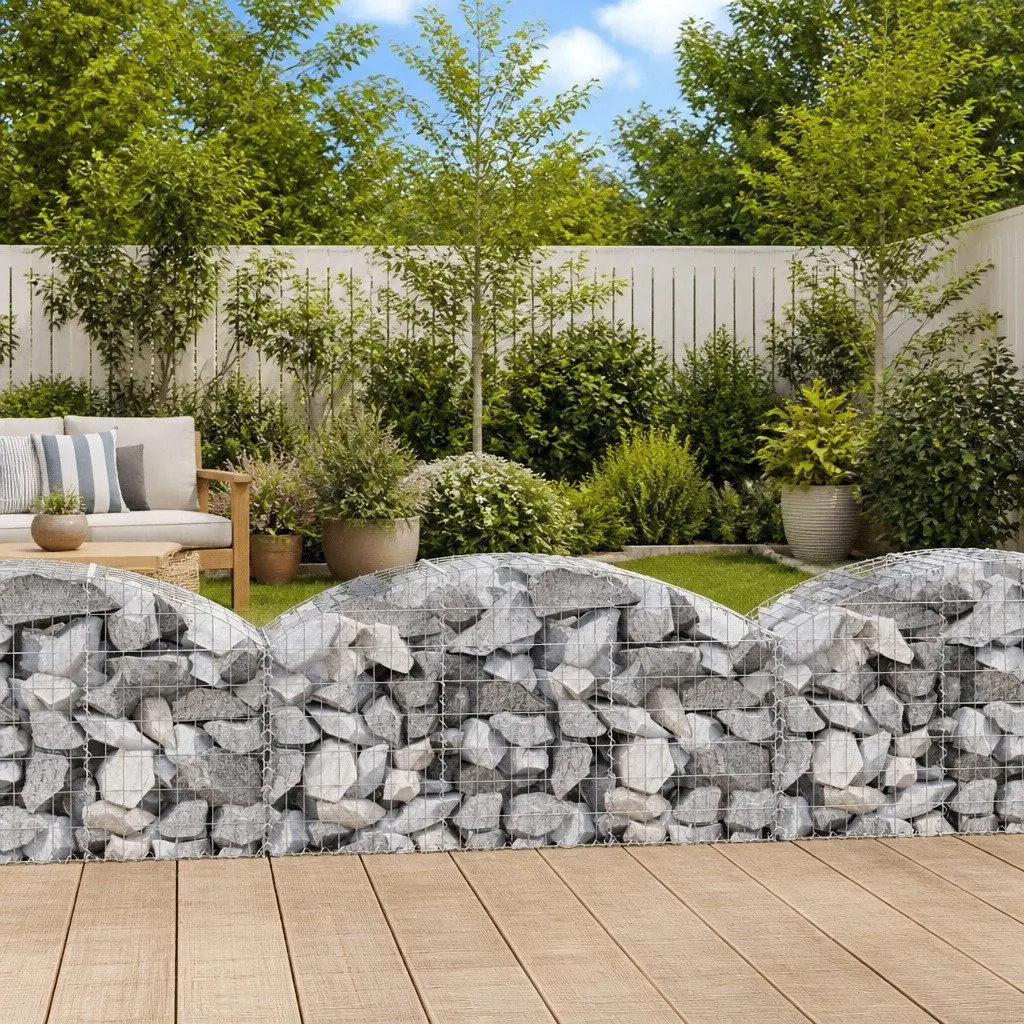 Arched Gabion Basket Galvanised Iron 150x50x60/80 cm Silver Garden Barrier Retaining Wall