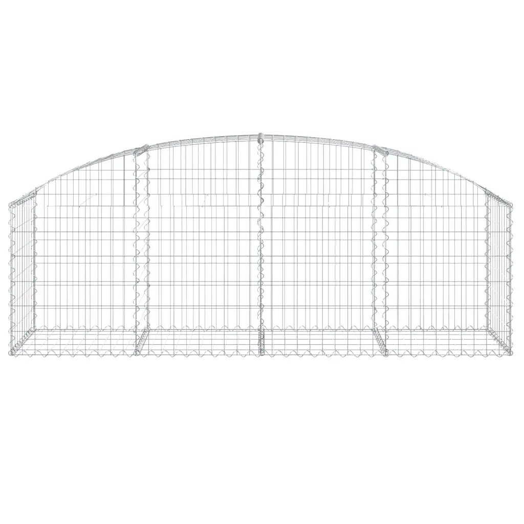 Gabion Basket Arched Galvanised Iron 200x50x60/80cm Silver Garden Barrier Retaining Wall Decorative