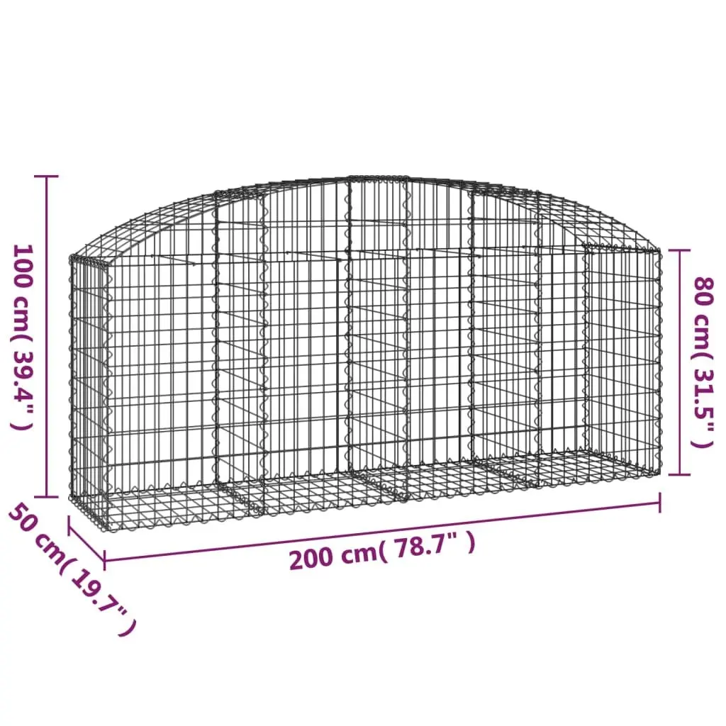 Arched Gabion Basket for Retaining Walls 200x50x80/100 cm