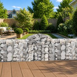 Arched Gabion Basket 200x30x80/100 cm Garden Barrier Retaining Wall Decorative