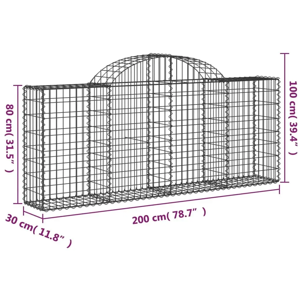 Arched Gabion Basket 200x30x80/100 cm Garden Barrier Retaining Wall Decorative
