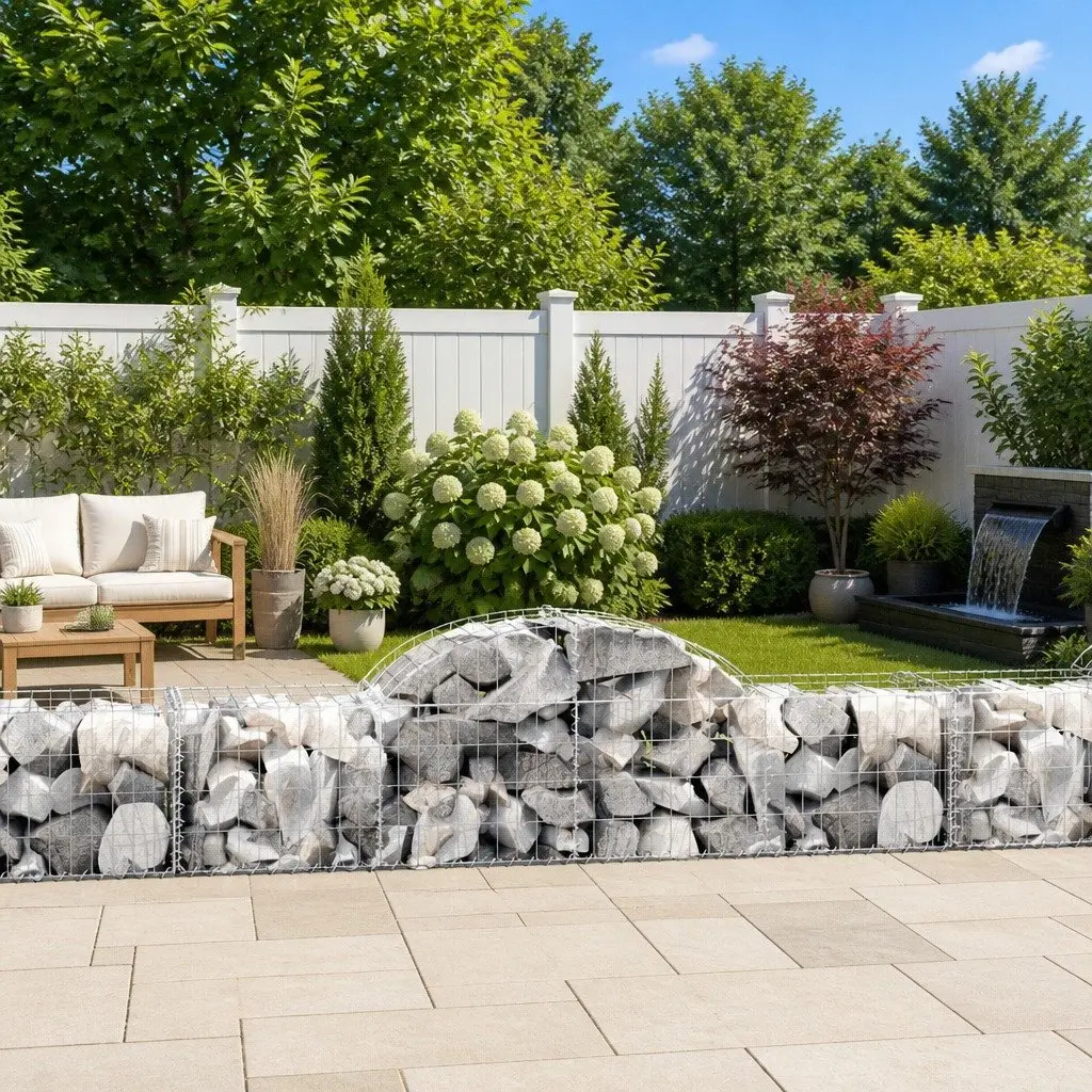 Gabion Basket Garden Barrier Retaining Wall Galvanised Iron 200 x 50 x 40/60 cm Silver