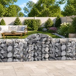 Arched Gabion Basket 200x50x80/100 cm Garden Barrier Retaining Wall Decorative