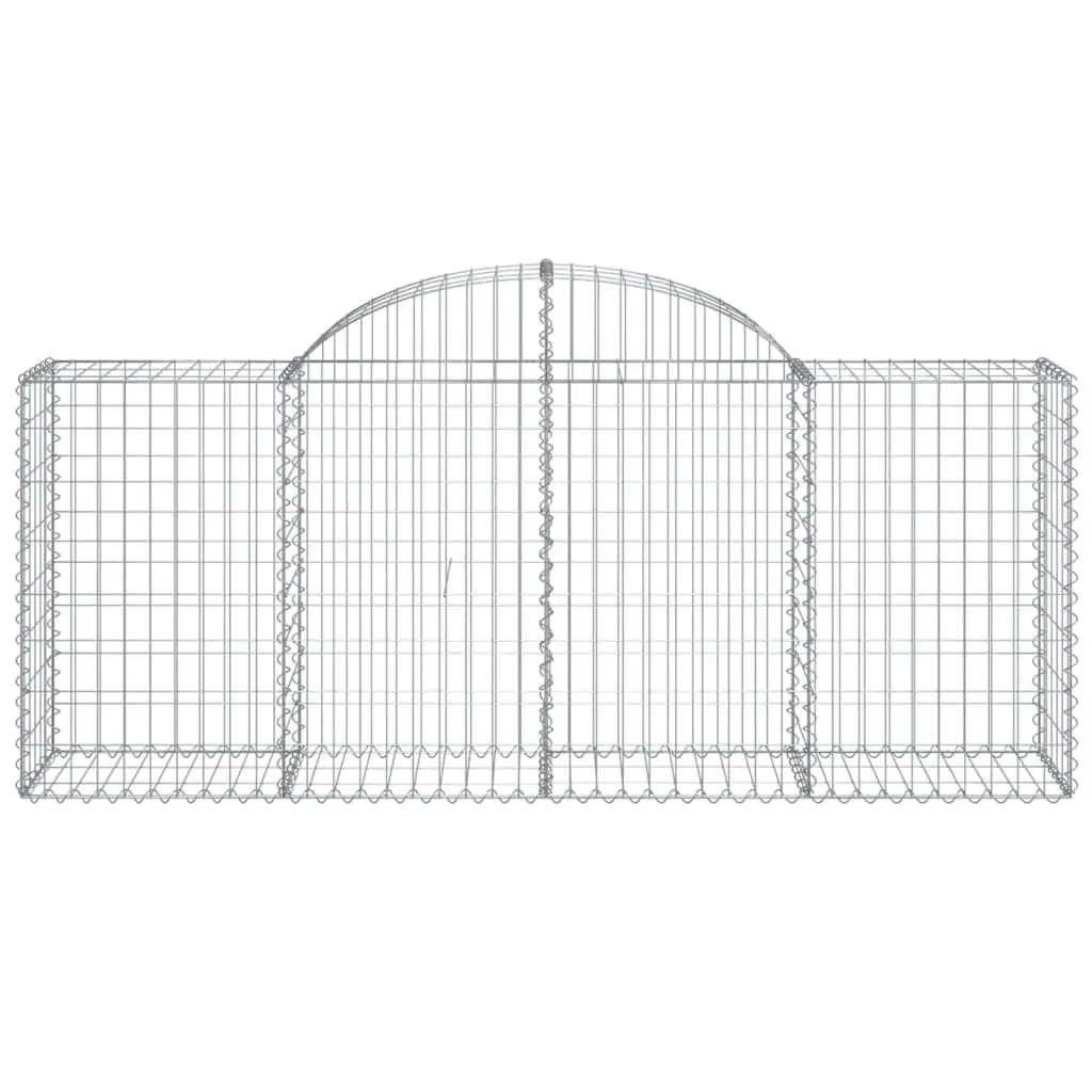 Arched Gabion Basket Galvanised Iron 200x50x80/100 cm Silver Garden Barrier Retaining Wall Decorative