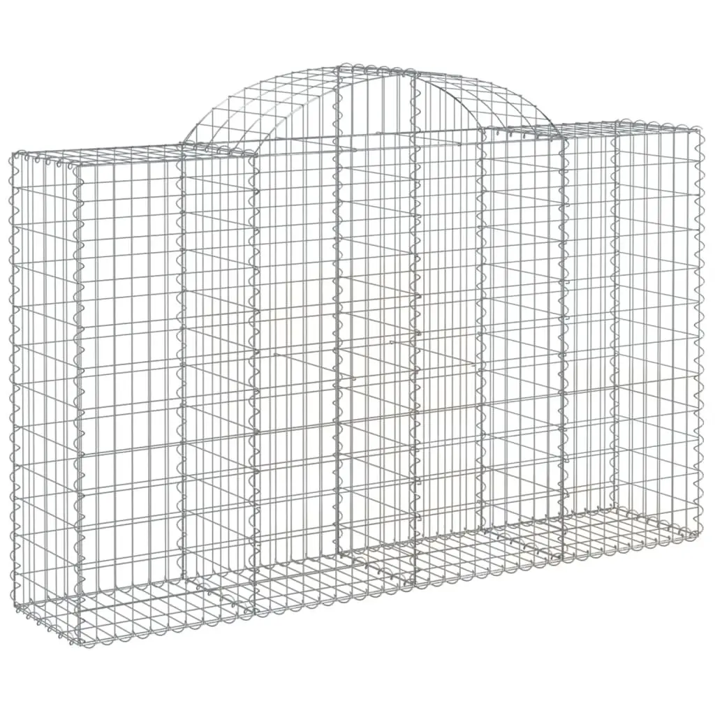 Arched Gabion Basket Galvanised Iron Garden Barrier 200 x 50 x 120 140 cm Silver