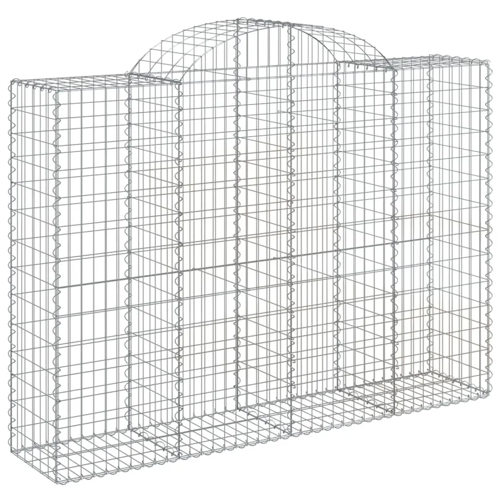 Gabion Basket Arched Galvanised Iron 200 x 50 x 140160 cm Silver Garden Barrier Retaining Wall