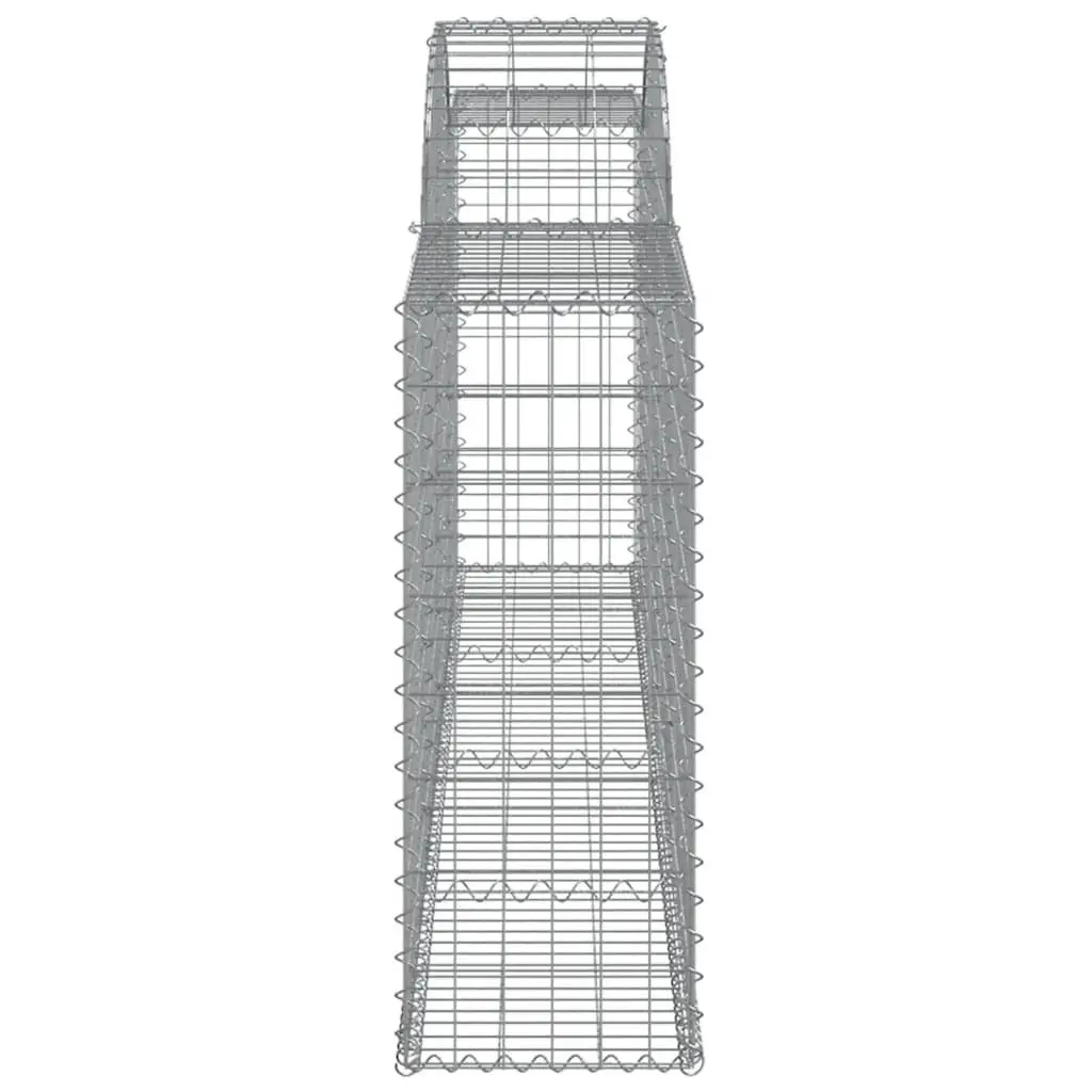 Gabion Basket Garden Barrier Arched Galvanised Iron 300 x 30 x 80/100 cm Silver