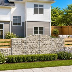 Arched Gabion Basket Galvanised Iron Garden Barrier Retaining Wall Decorative