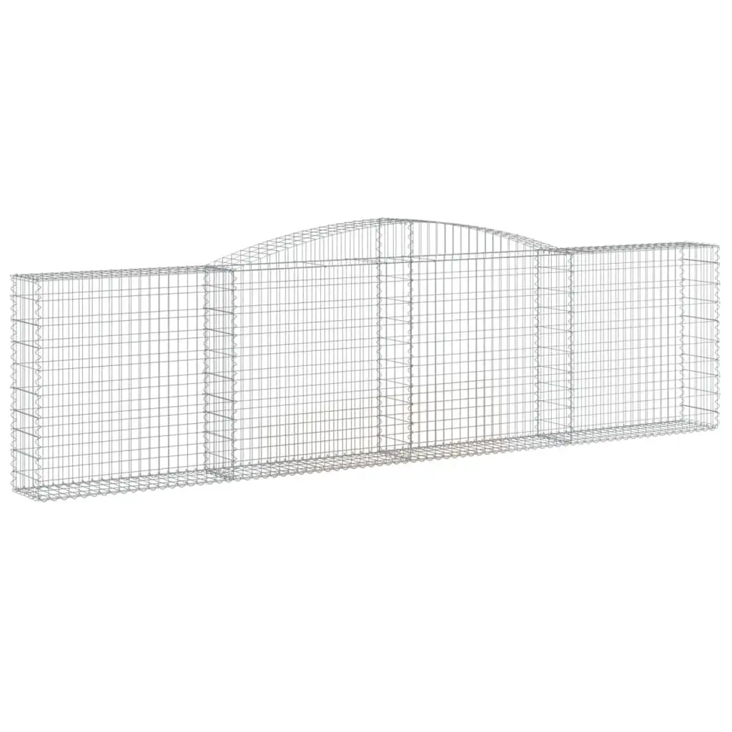 Gabion Basket Arched Galvanised Iron 400x30x100120 cm Silver Garden Barrier Retaining Wall Decorative