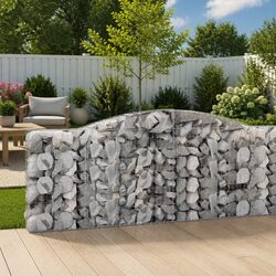 Arched Gabion Basket 400x50x100/120 cm Garden Barrier Retaining Wall Decorative