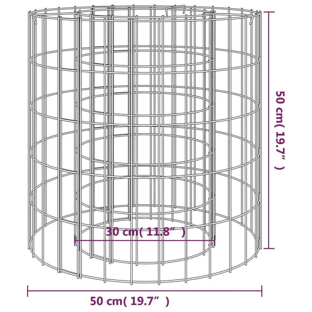 Gabion Fire Pit Round Galvanised Iron 50cm Silver