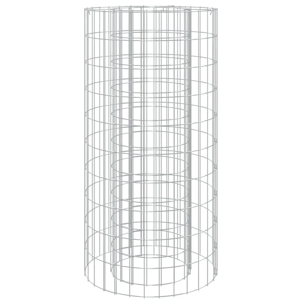 Gabion Fire Pit Galvanised Iron 50cm Round Silver