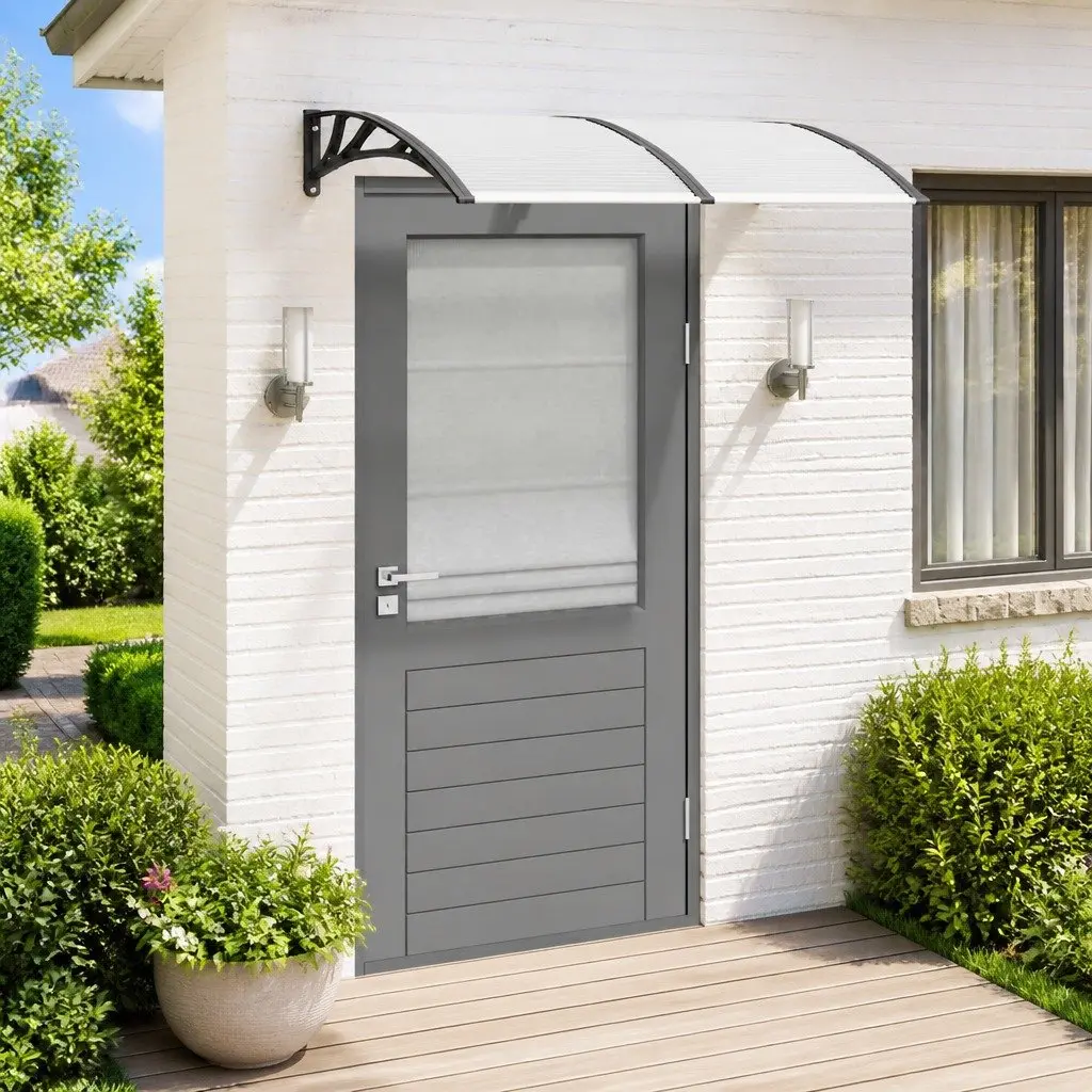 Door Canopy Polycarbonate 150x100cm Black Weather Shield
