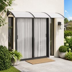 Door Canopy Black 300x100 cm Polycarbonate Porch Awning Weather Protection