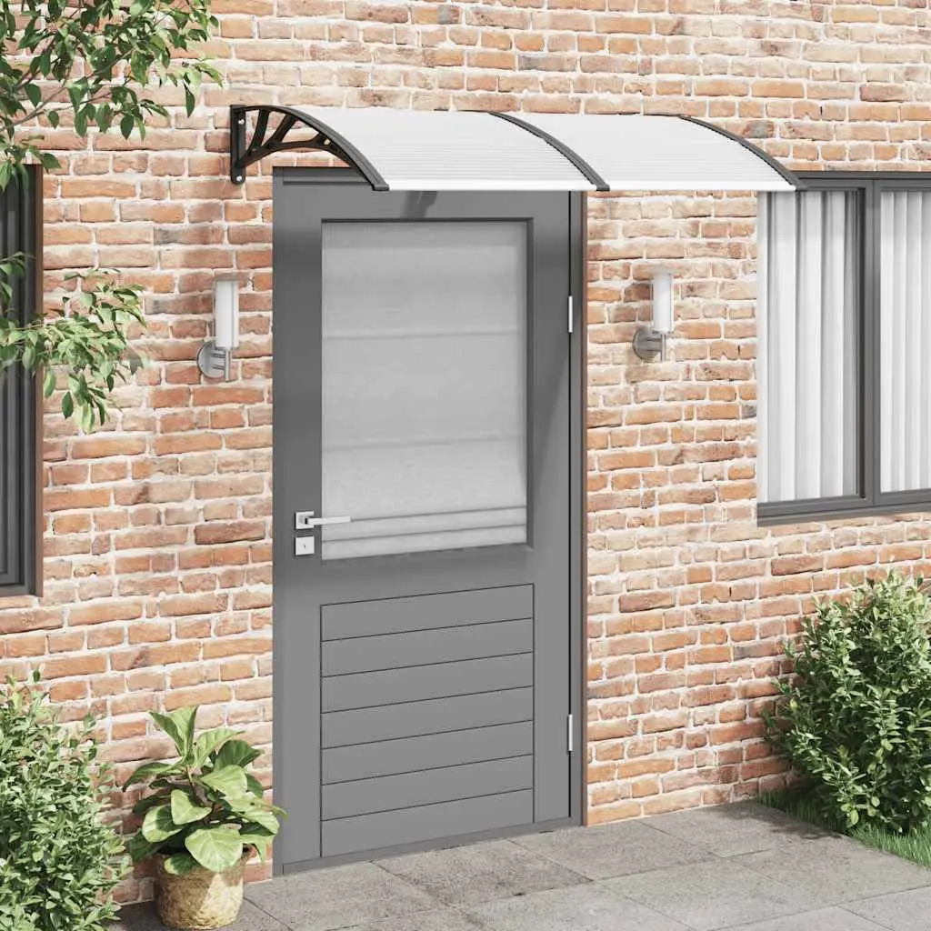 Door Canopy Polycarbonate Black Transparent 150x75cm Porch Awning Shelter