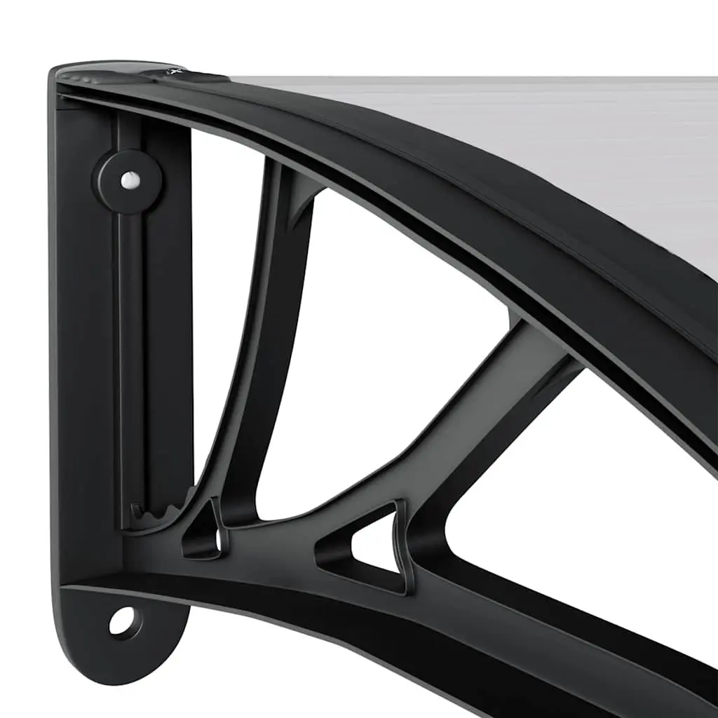 Door Canopy Polycarbonate Black Transparent 150x75cm Porch Awning Shelter