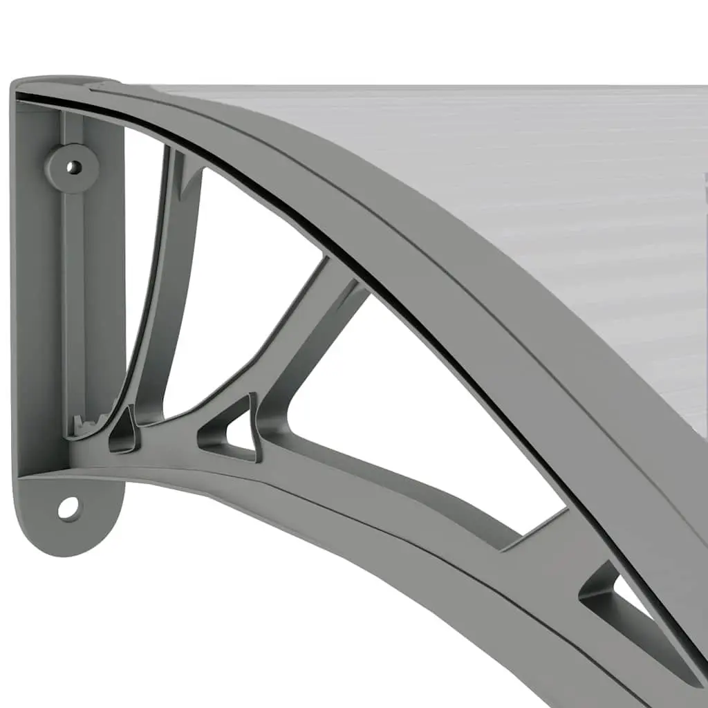 Door Canopy Polycarbonate 300x75cm Grey ABS Brackets Aluminium Bars