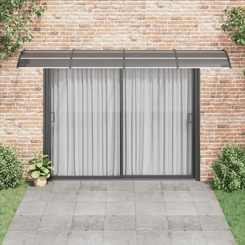 Door Canopy 400x75cm Black Polycarbonate Front Entrance Porch Awning Shelter