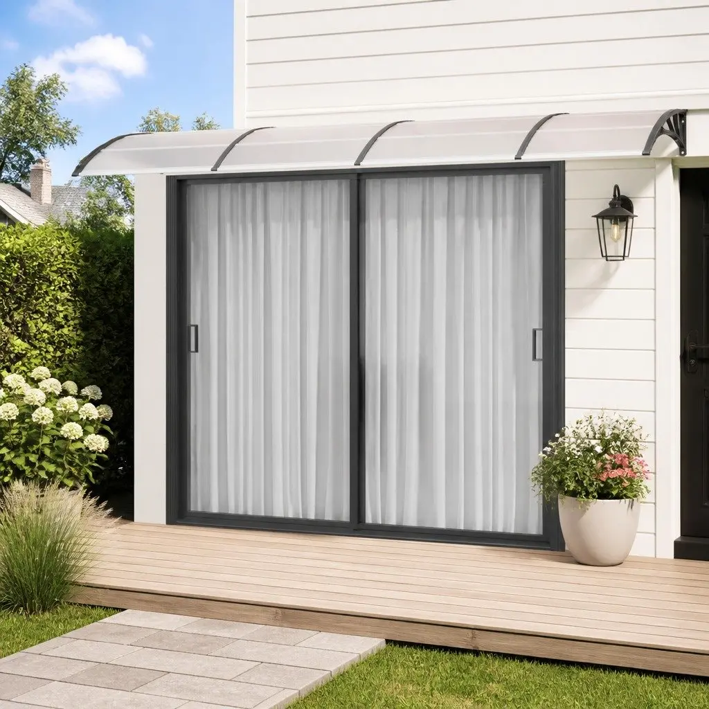 Canopy Awning Polycarbonate Black 400x100cm Outdoor Entrance Porch Shelter