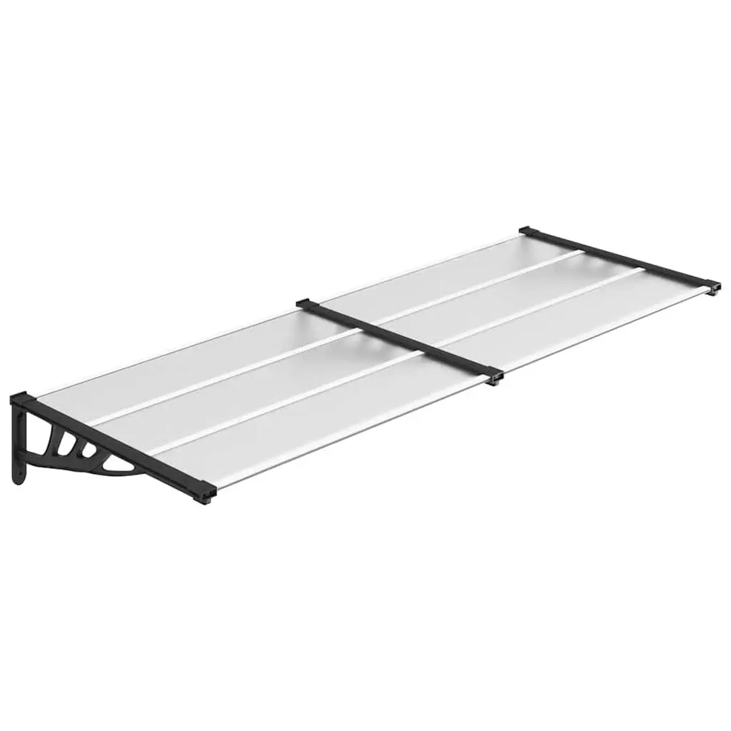 Door Canopy Polycarbonate 239x90cm Black Transparent Weather Shield