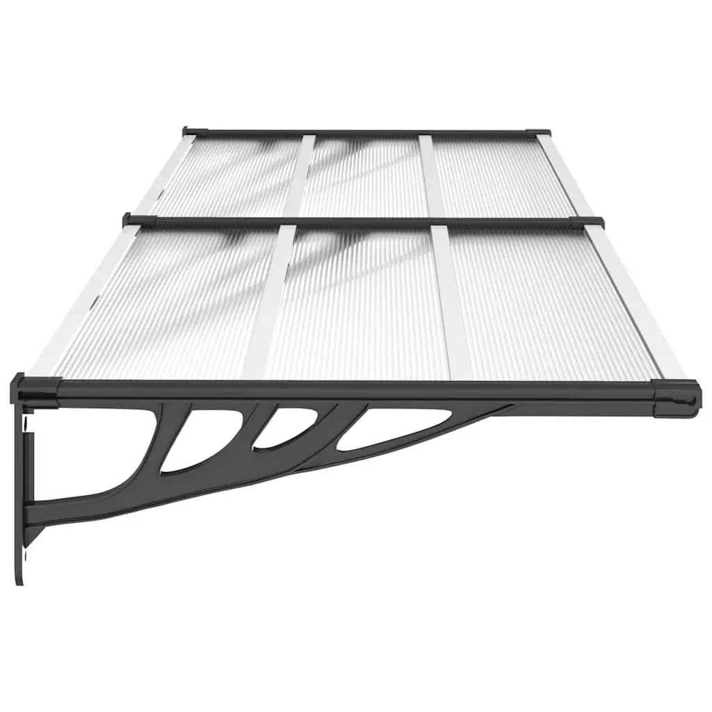 Door Canopy Polycarbonate 239x90cm Black Transparent Weather Shield
