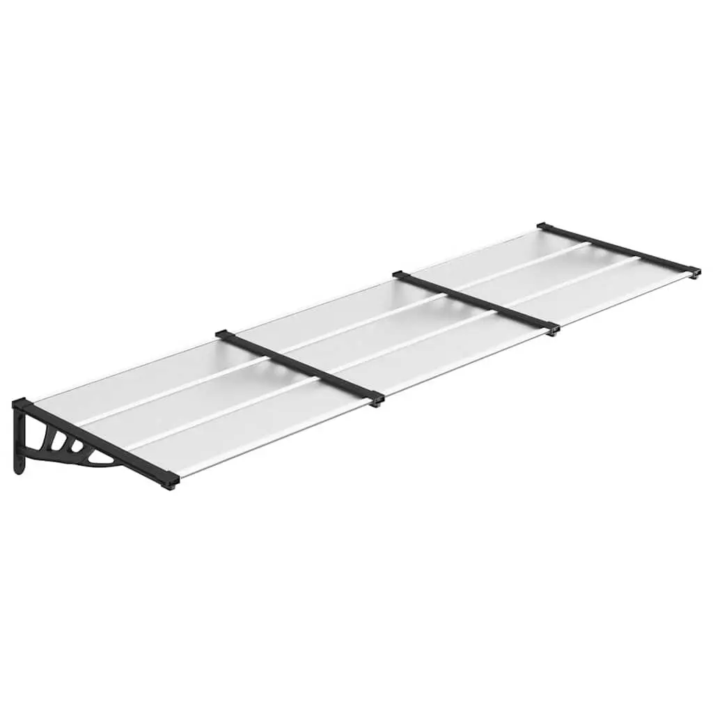 Door Canopy Weather Resistant Polycarbonate Black Transparent 297.5x90cm Outdoor Awning for Entryway