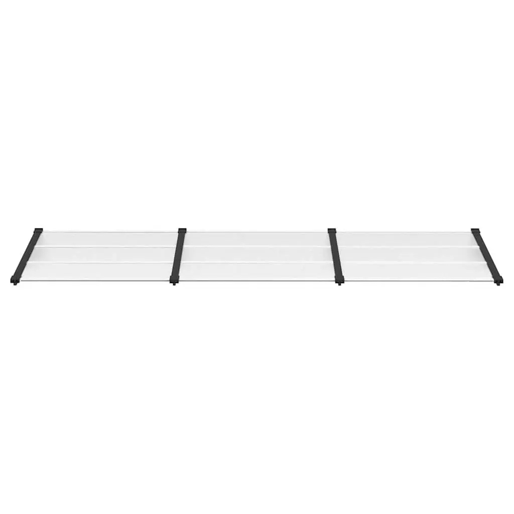 Door Canopy Weather Resistant Polycarbonate Black Transparent 297.5x90cm Outdoor Awning for Entryway