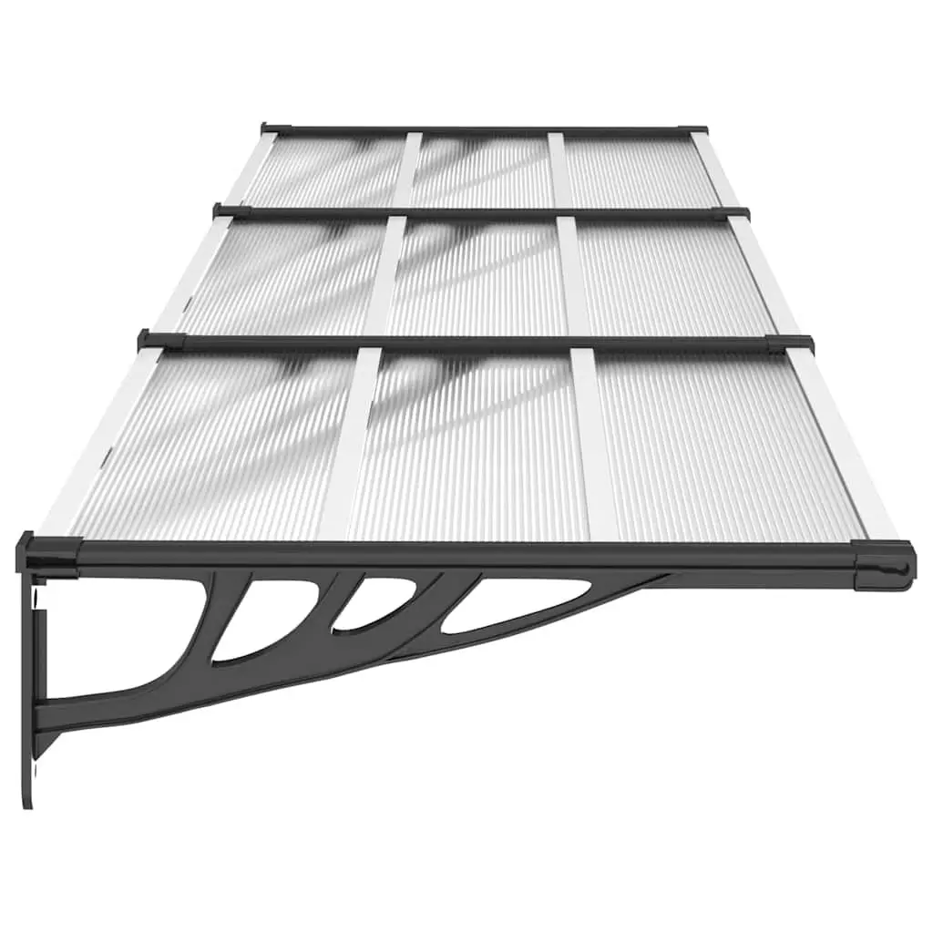 Door Canopy Weather Resistant Polycarbonate Black Transparent 297.5x90cm Outdoor Awning for Entryway