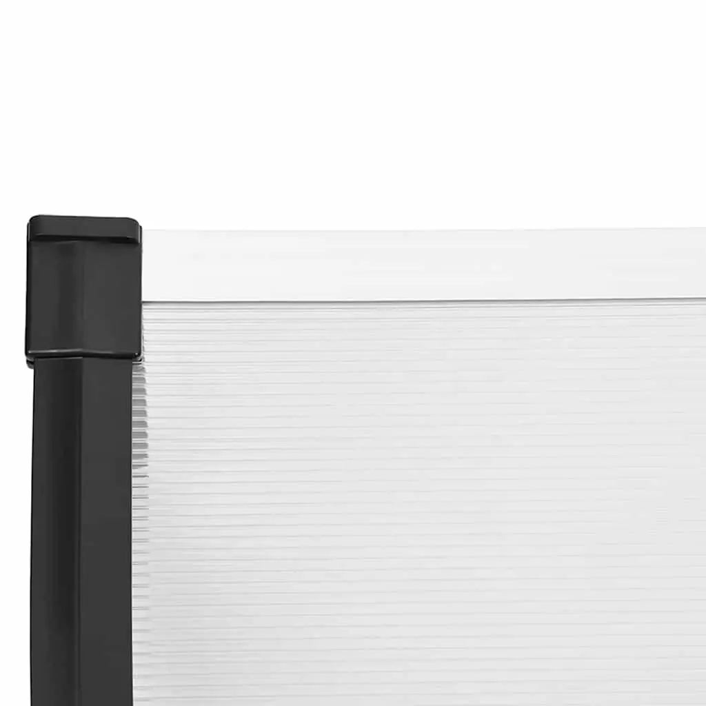 Door Canopy Weather Resistant Polycarbonate Black Transparent 297.5x90cm Outdoor Awning for Entryway