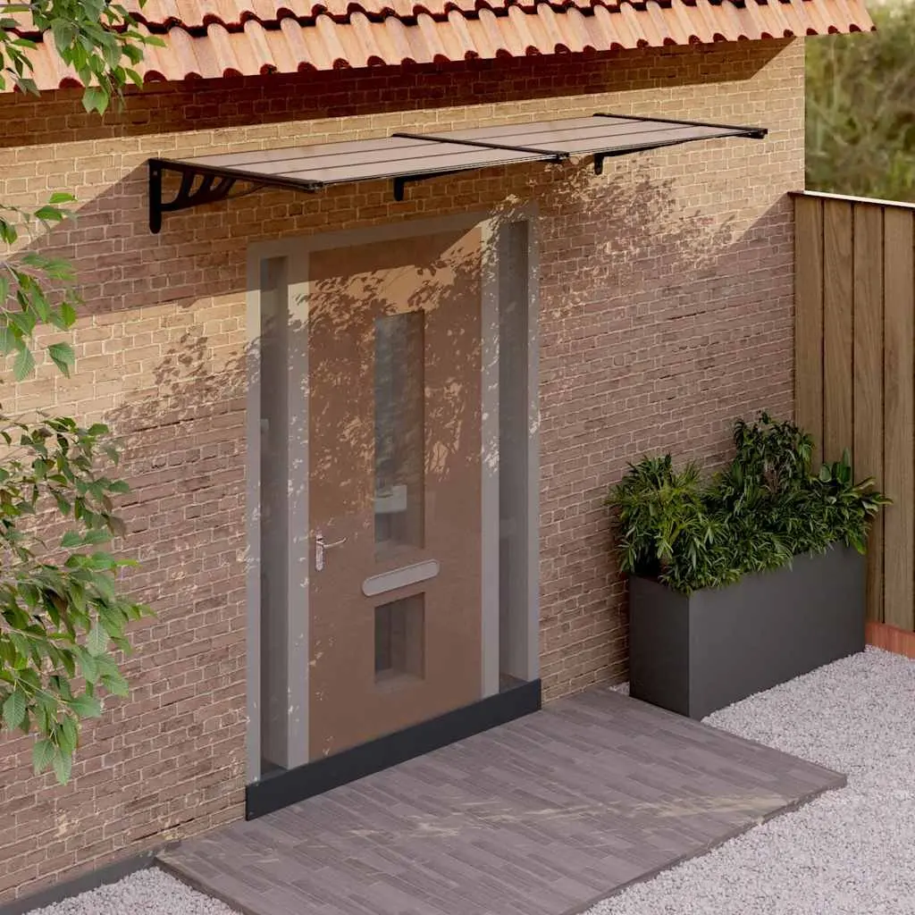 Door Canopy Polycarbonate Black 239x90cm Porch Awning Weather Protection Shelter