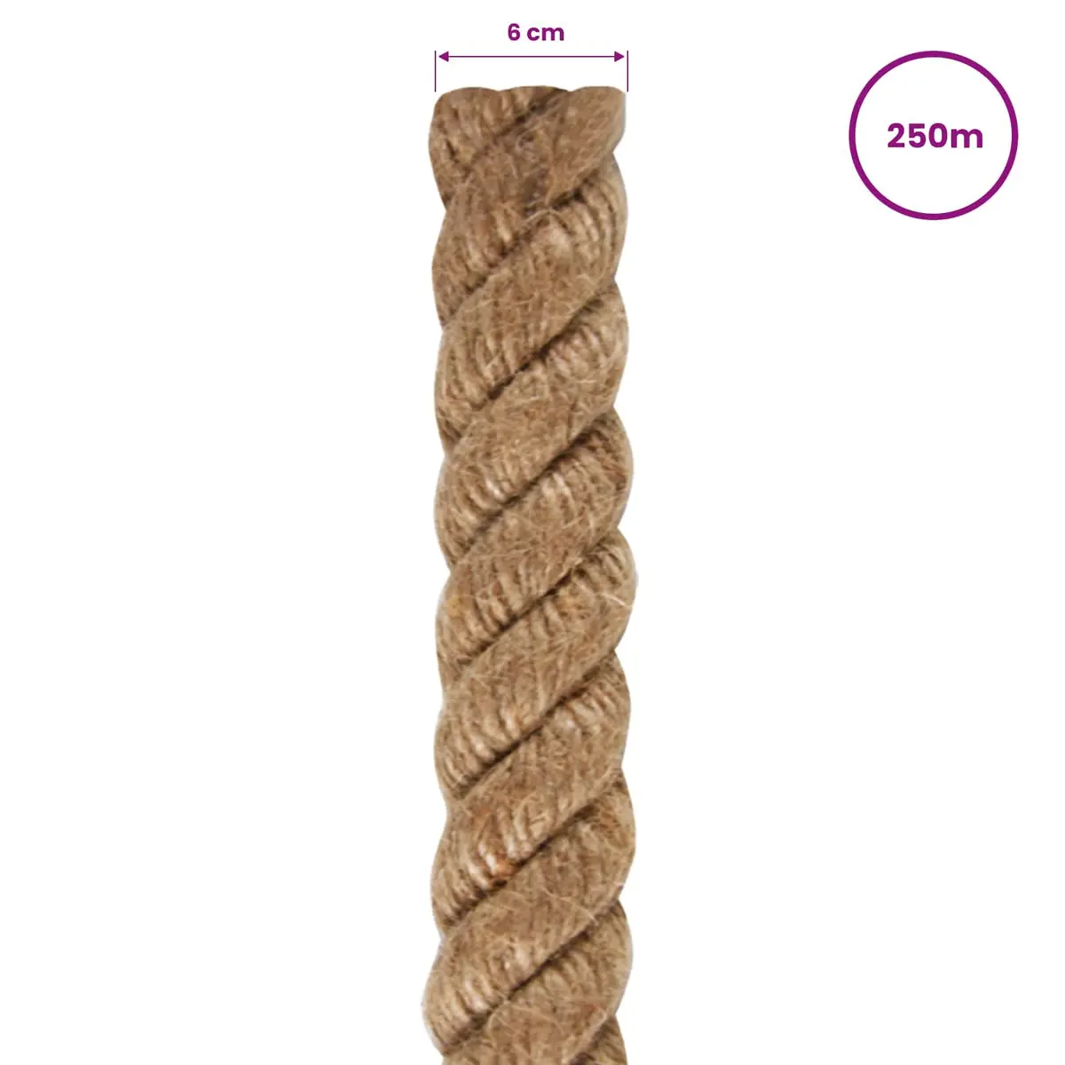 Jute Rope Natural Braided 250m 6mm Brown
