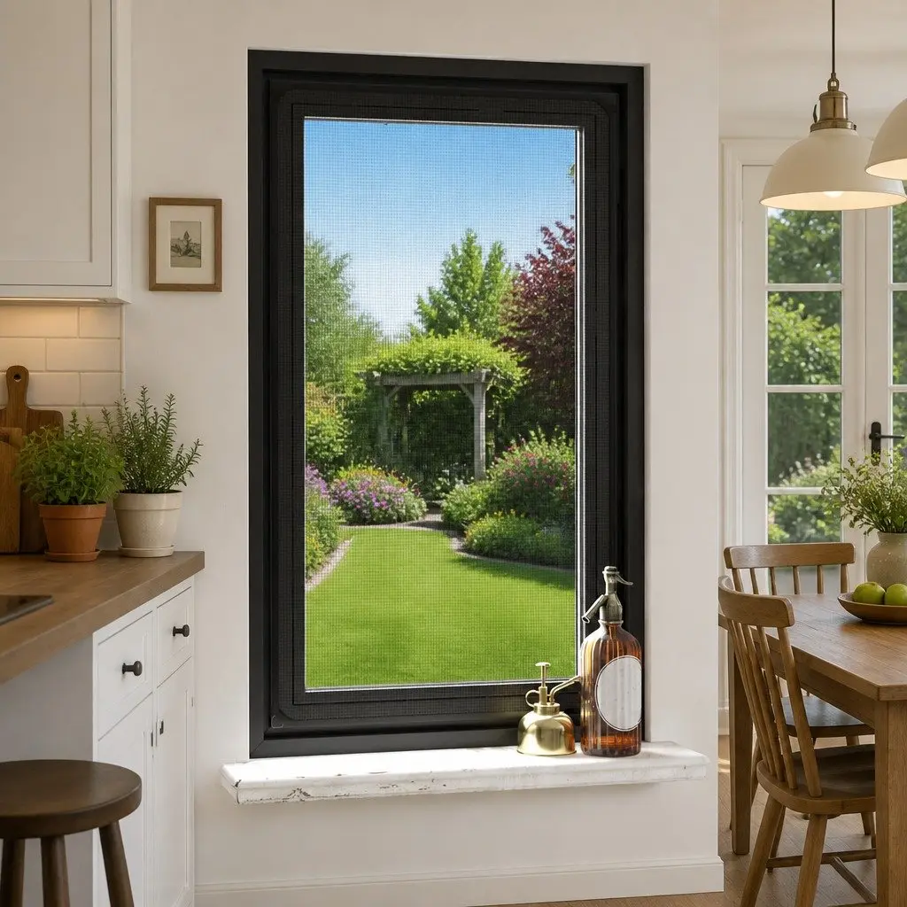 Insect Screen Fibreglass Mesh Anthracite 80x140cm Easy Installation