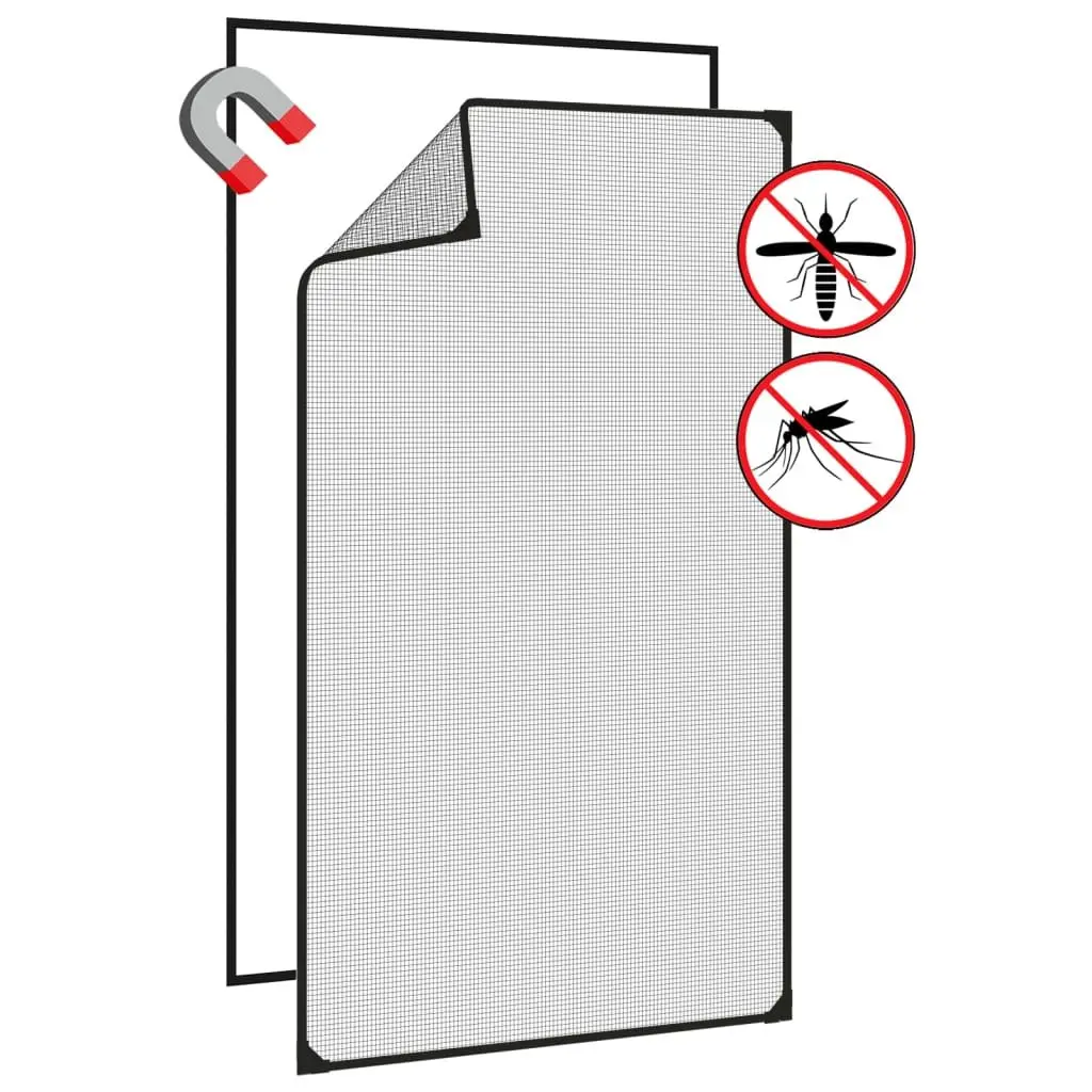 Insect Screen Fibreglass Mesh Anthracite 80x140cm Easy Installation