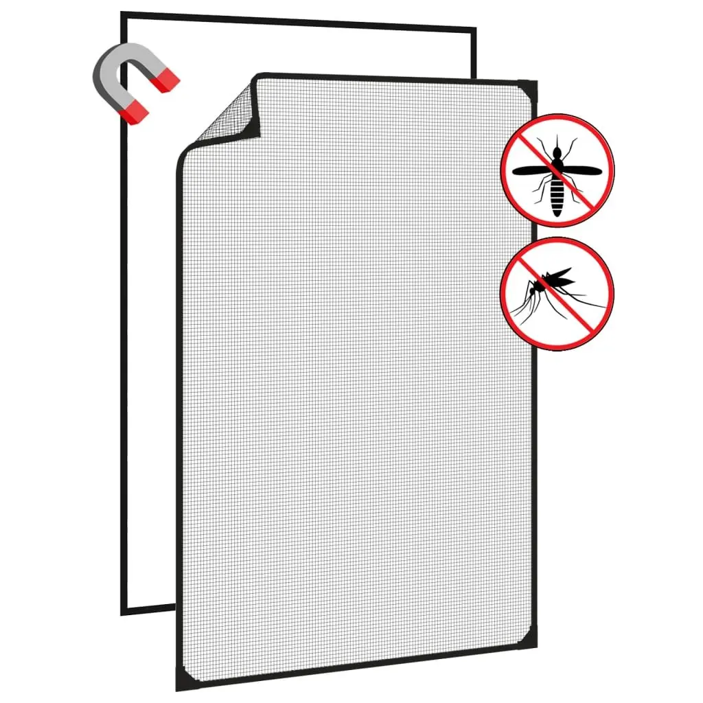 Insect Screen Magnetic Fly Mesh Anthracite 80x120cm UV Water Resistant Fibreglass for Windows