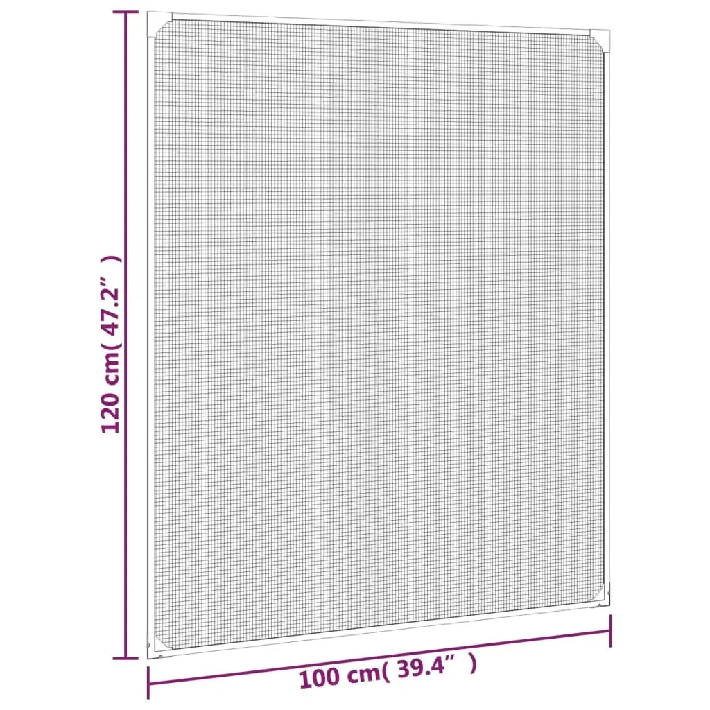 Insect Screen Mesh Fibreglass Anthracite 100x120cm Fly Protection Window Covering