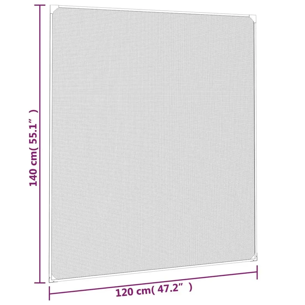 Magnetic Fibreglass Mesh Insect Screen Window Anthracite 120x140cm
