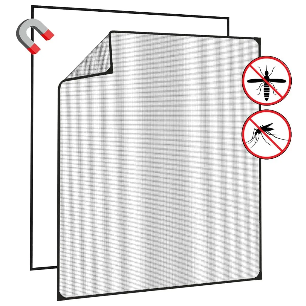 Magnetic Insect Screen for Windows Anthracite 130x150 cm Fibreglass Mesh