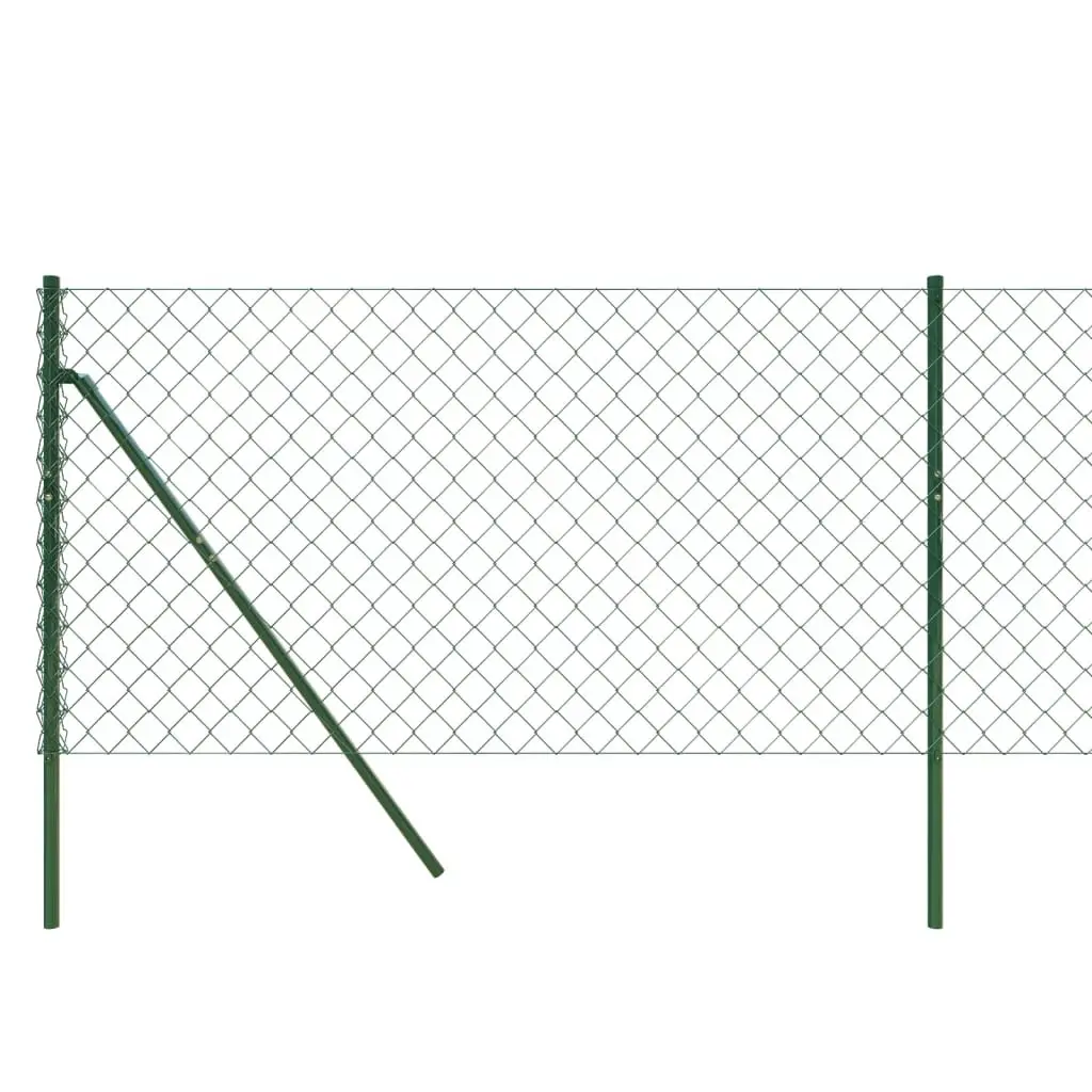Green Chainlink Fence Wire Mesh Barrier 0.8m Height 25m Length Durable Steel Construction Outdoor Enclosure for Garden or Yard