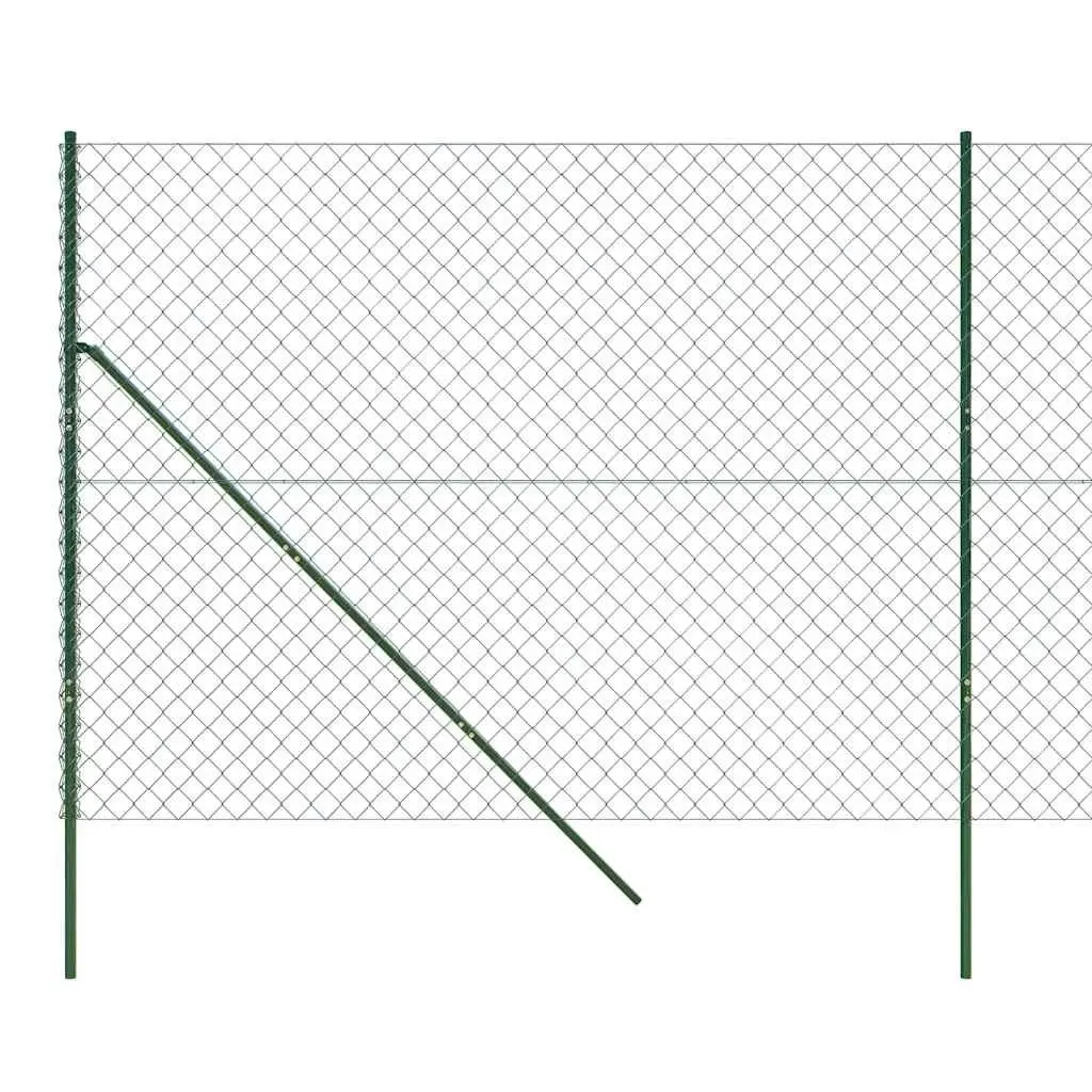 Chain Link Fence Panel Durable Steel Green 1.4x25m Outdoor Animal Enclosure Barrier